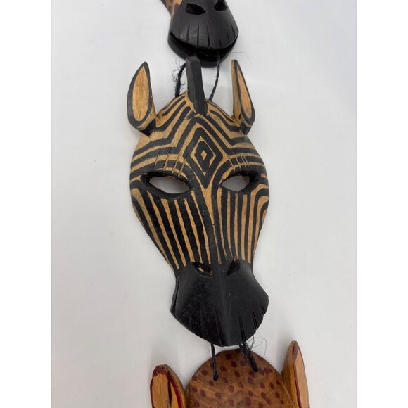 Hand-Carved African Animal Mask Wall Hanging Decor made in Kenya - Picture 3 of 7
